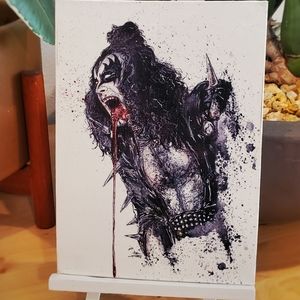 custom kiss gene simmons 5x7 inches printed canvas with easel
